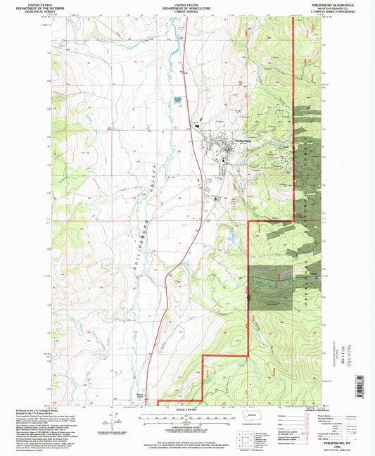 Classic USGS Philipsburg Montana 7.5'x7.5' Topo Map Image
