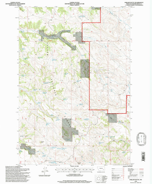 Classic USGS Phillips Butte Montana 7.5'x7.5' Topo Map Image