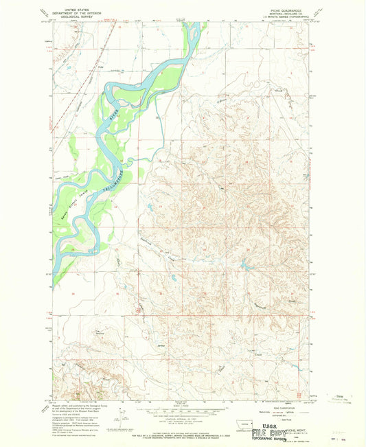 Classic USGS Piche Montana 7.5'x7.5' Topo Map Image