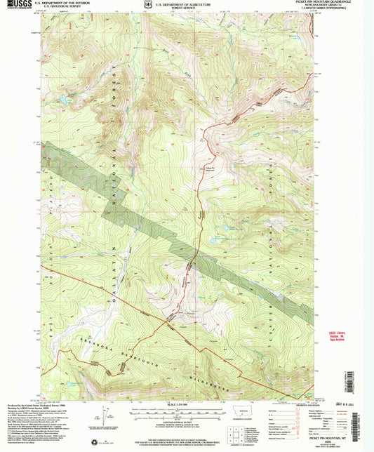 Classic USGS Picket Pin Mountain Montana 7.5'x7.5' Topo Map Image