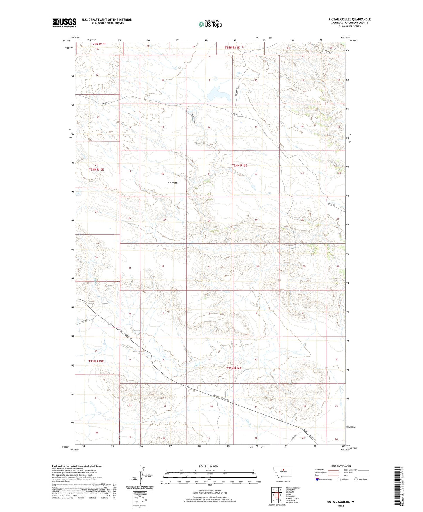 Pigtail Coulee Montana US Topo Map Image