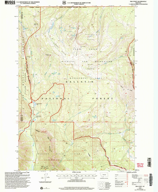 Classic USGS Pika Point Montana 7.5'x7.5' Topo Map Image