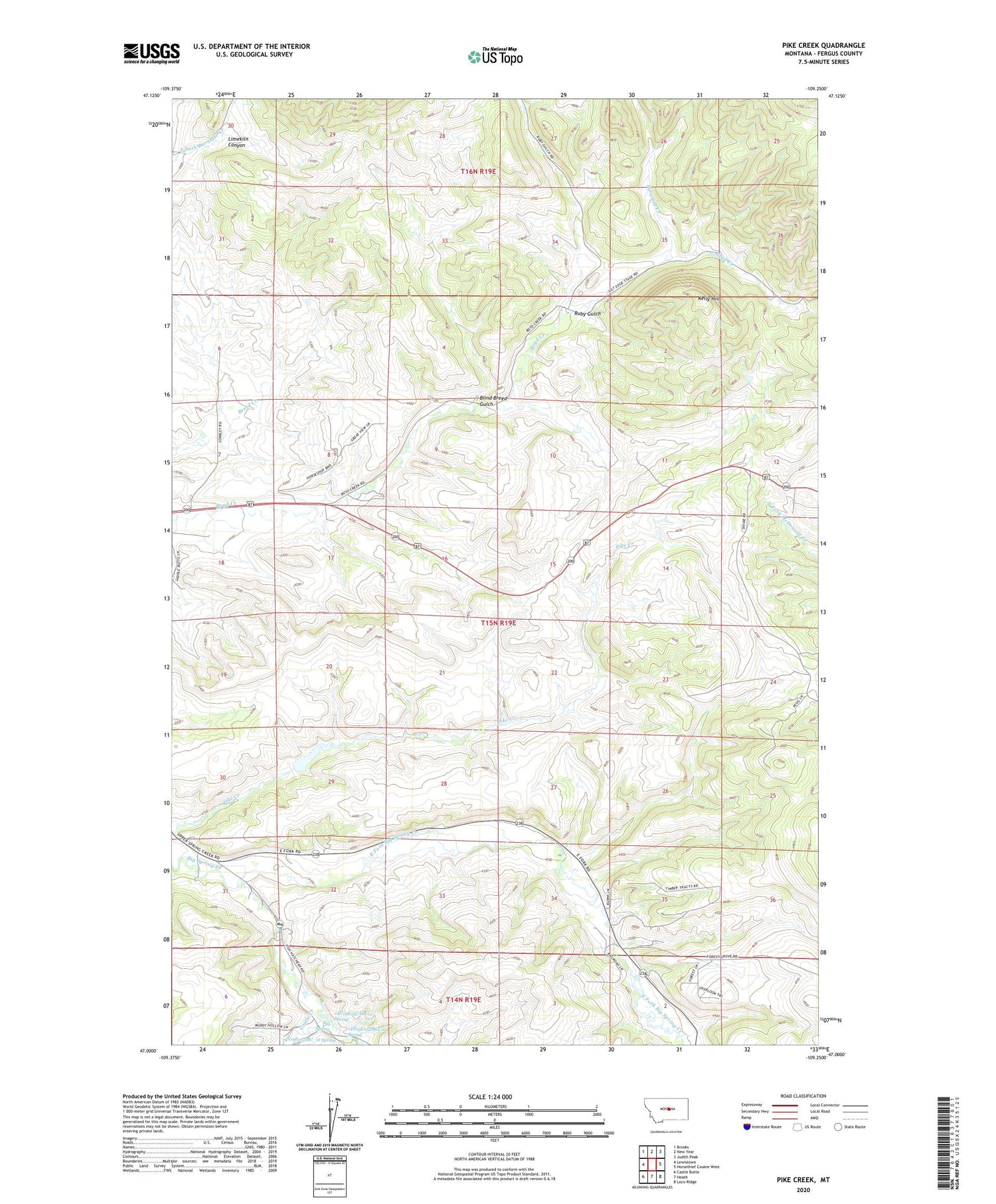 Pike Creek Montana US Topo Map Image