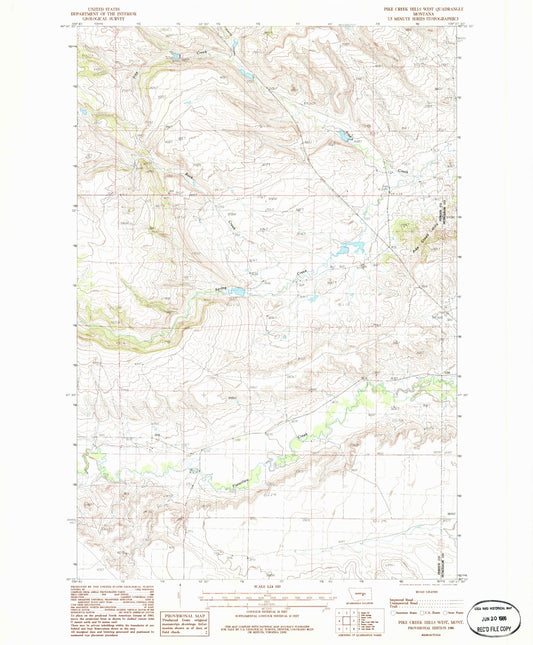 Classic USGS Pike Creek Hills West Montana 7.5'x7.5' Topo Map Image