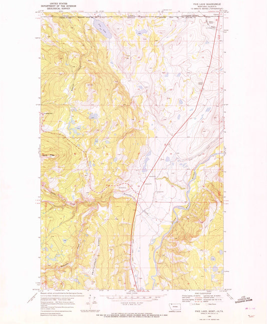 Classic USGS Pike Lake Montana 7.5'x7.5' Topo Map Image