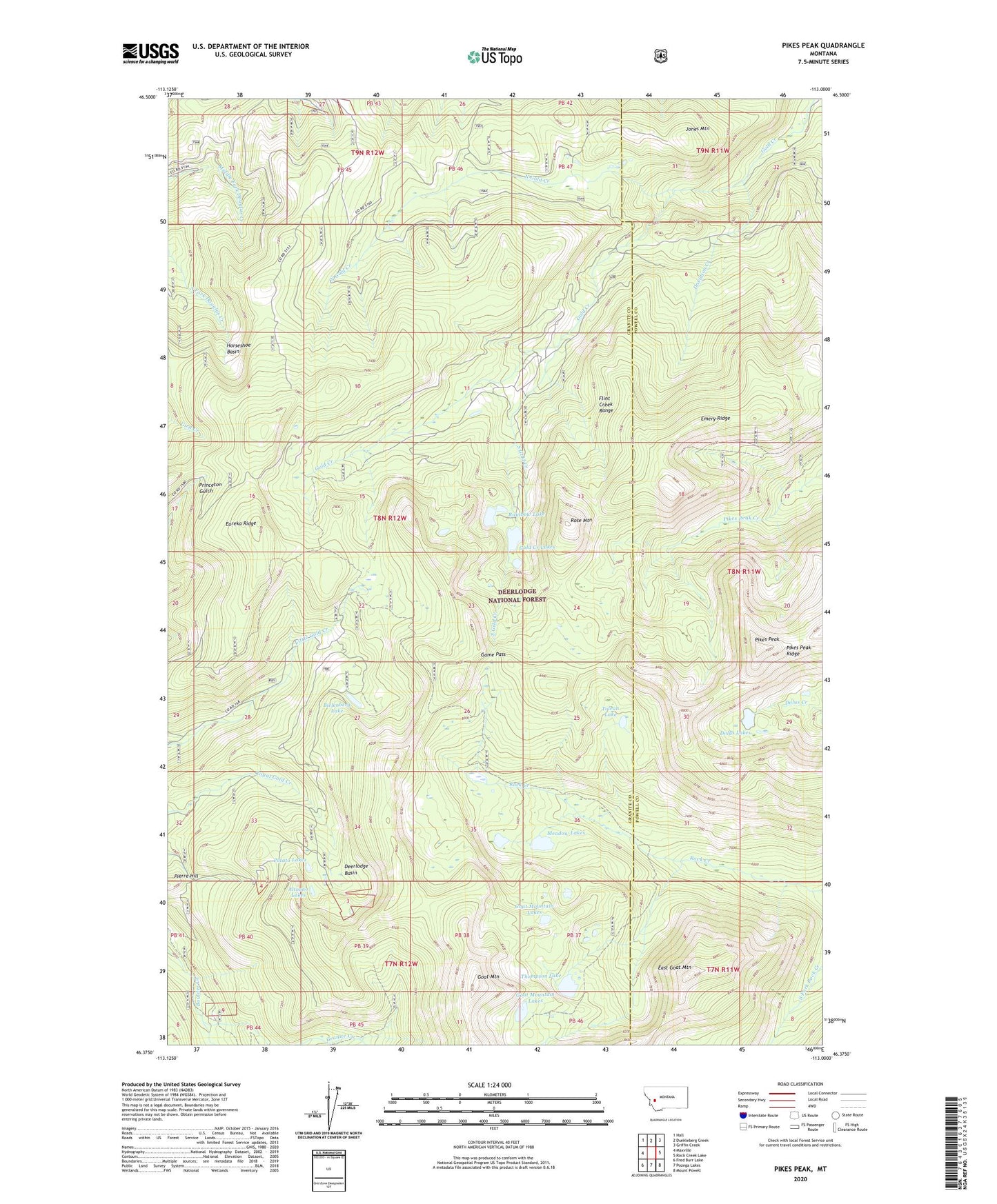 Pikes Peak Montana US Topo Map Image