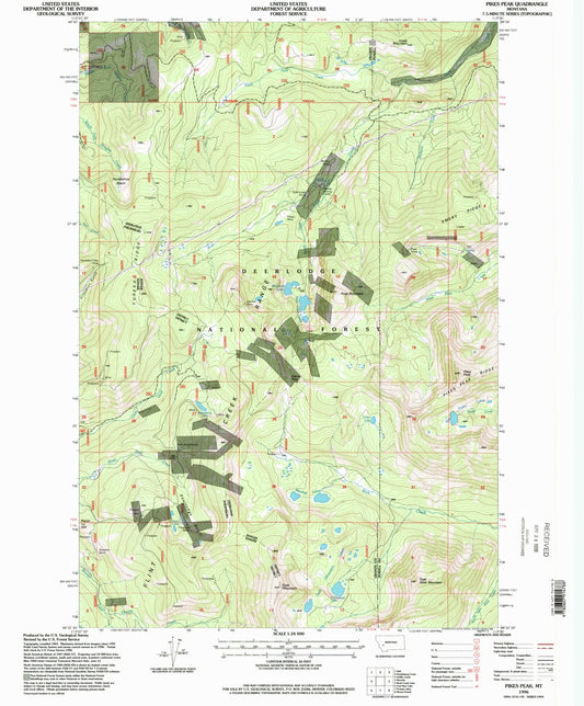 Classic USGS Pikes Peak Montana 7.5'x7.5' Topo Map Image