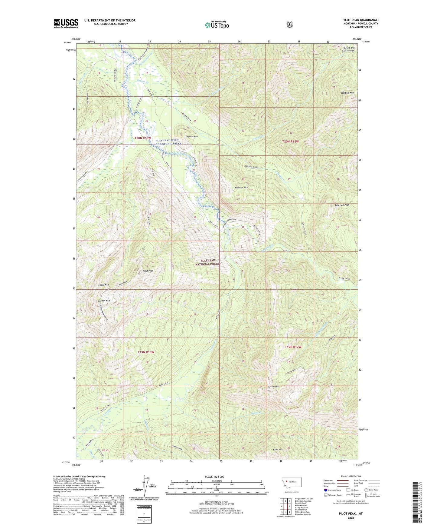Pilot Peak Montana US Topo Map Image