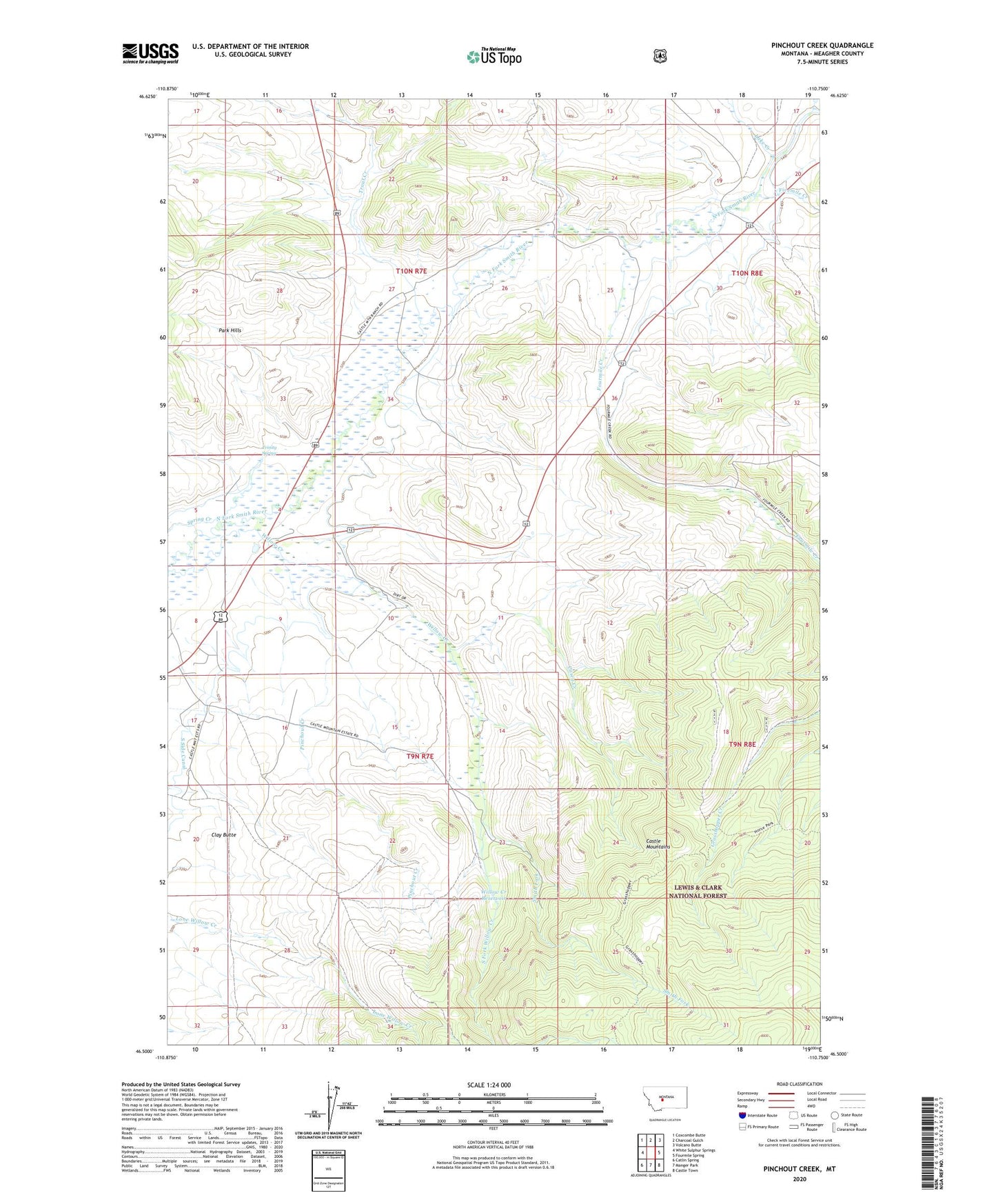Pinchout Creek Montana US Topo Map Image