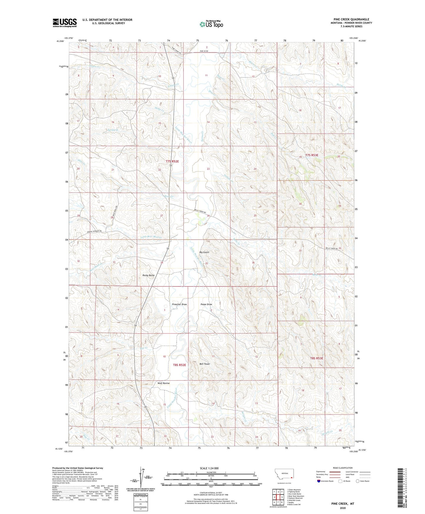 Pine Creek Montana US Topo Map Image