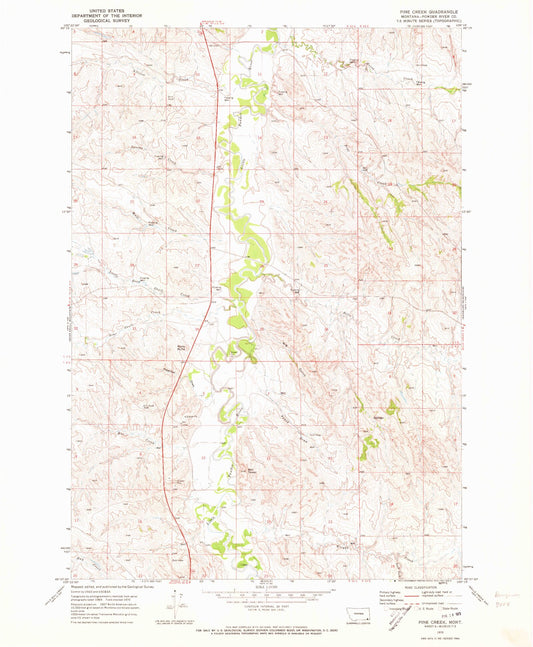 Classic USGS Pine Creek Montana 7.5'x7.5' Topo Map Image