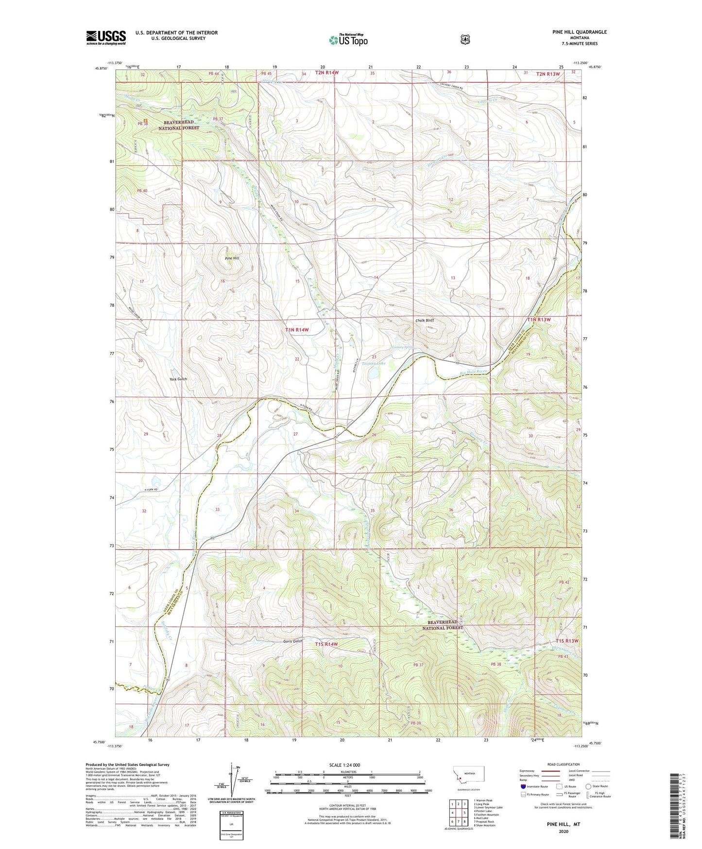 Pine Hill Montana US Topo Map Image