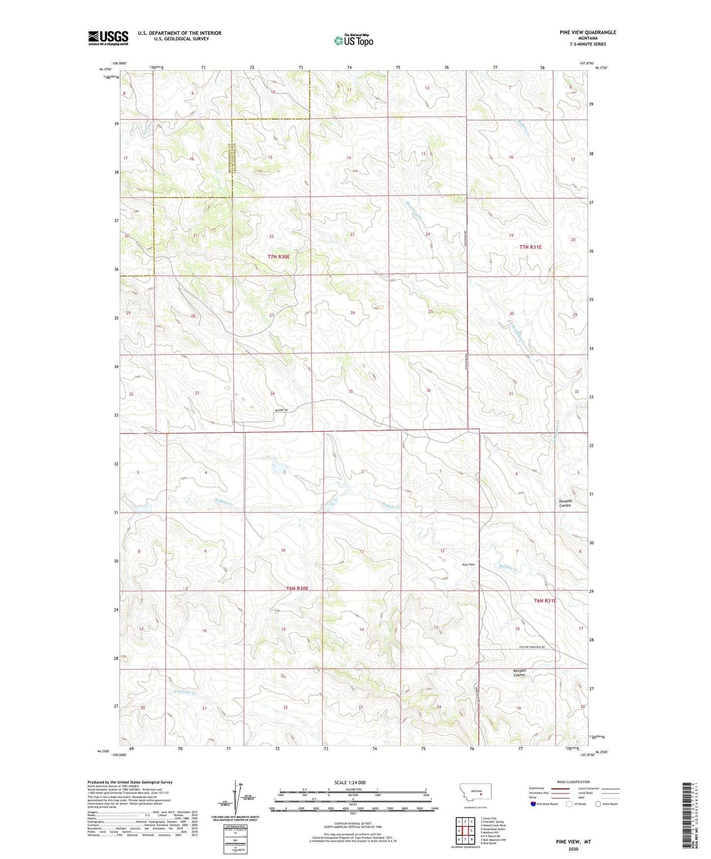 Pine View Montana US Topo Map Image