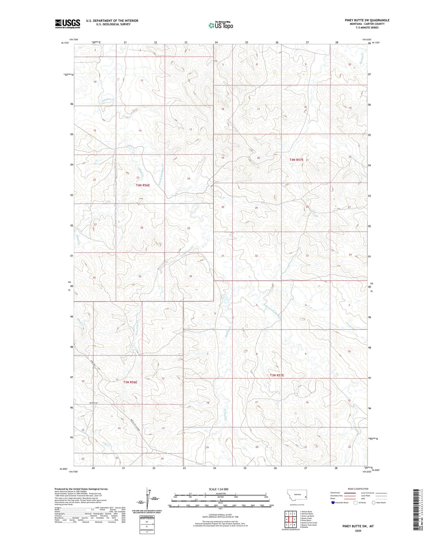 Piney Butte SW Montana US Topo Map Image