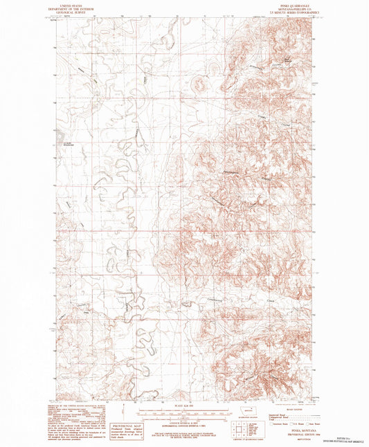 Classic USGS Pinks Montana 7.5'x7.5' Topo Map Image