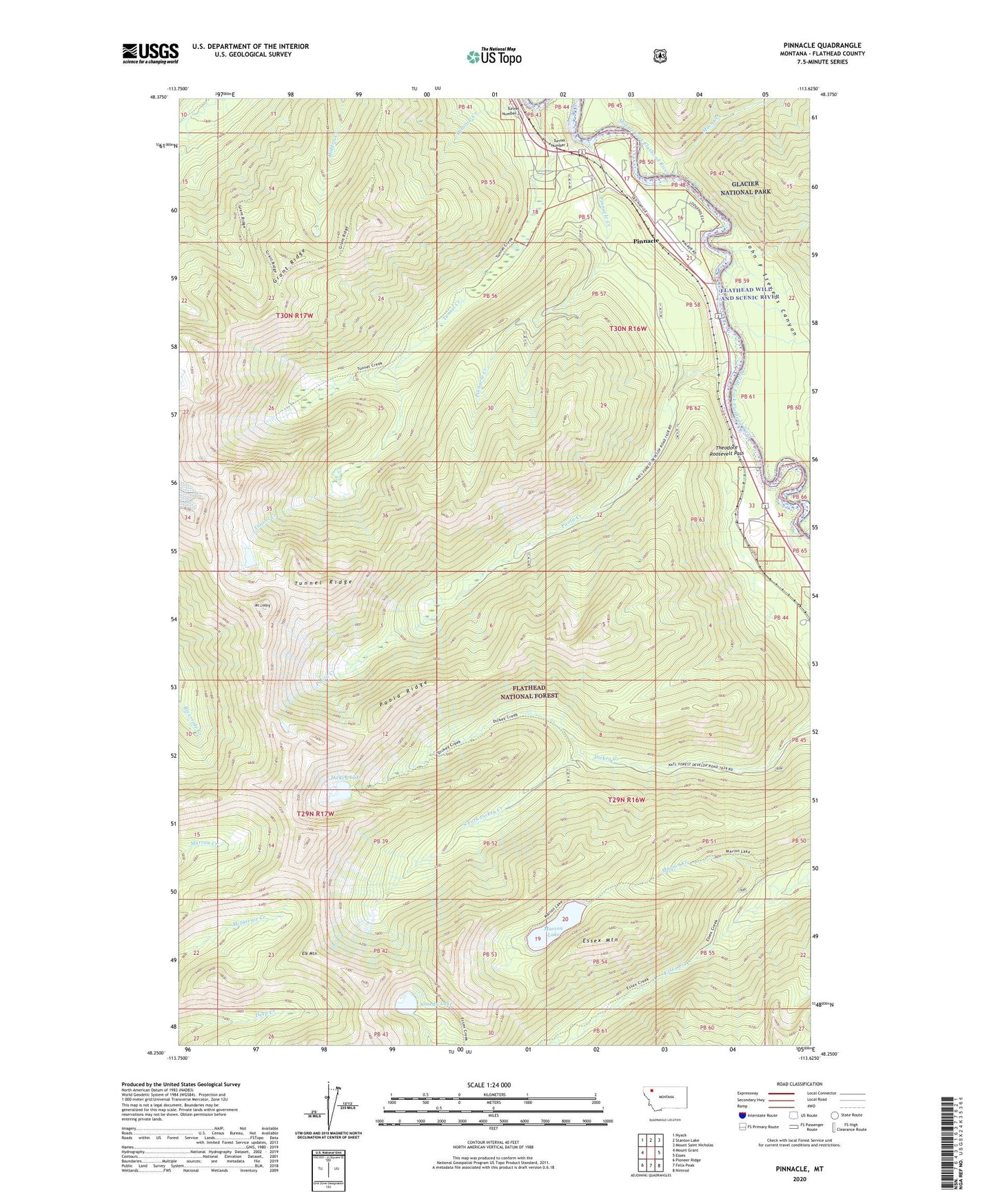 Pinnacle Montana US Topo Map Image