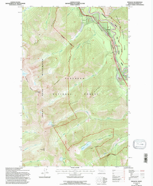 Classic USGS Pinnacle Montana 7.5'x7.5' Topo Map Image