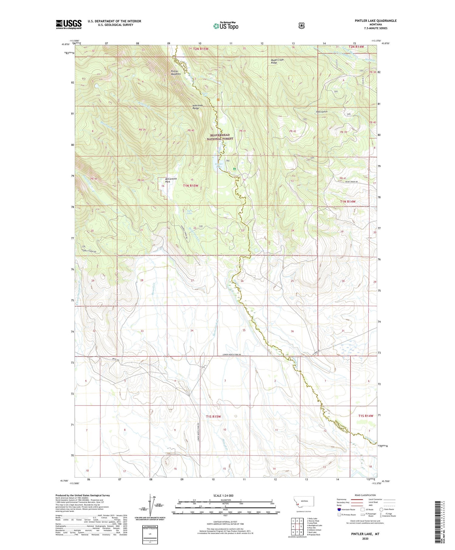 Pintler Lake Montana US Topo Map Image