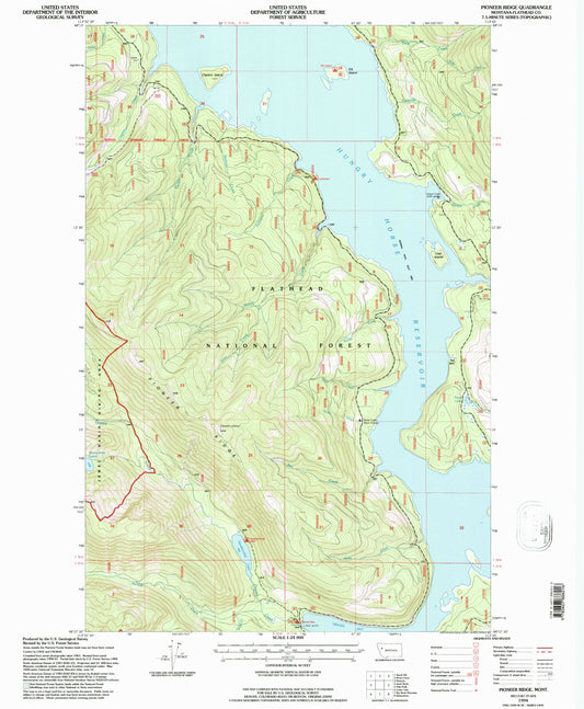 Classic USGS Pioneer Ridge Montana 7.5'x7.5' Topo Map Image