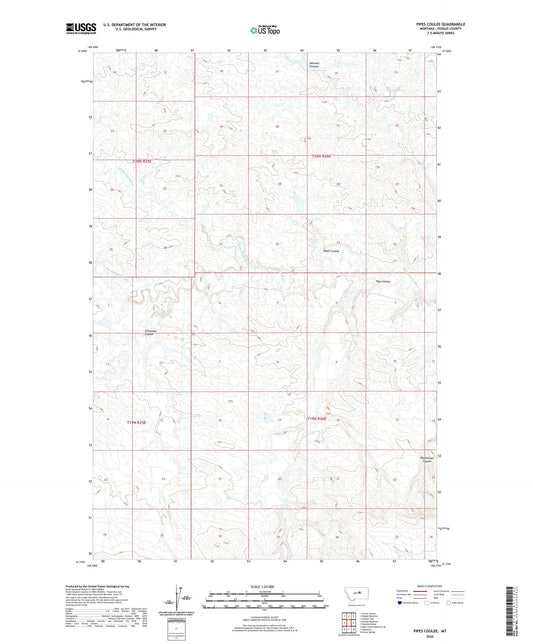 Pipes Coulee Montana US Topo Map Image