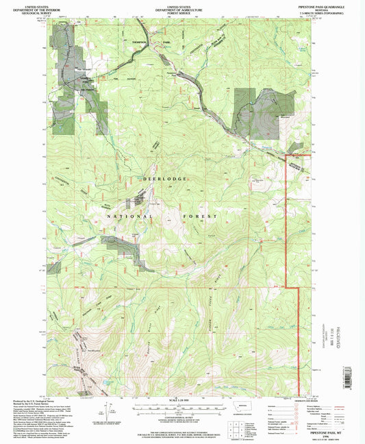 Classic USGS Pipestone Pass Montana 7.5'x7.5' Topo Map Image