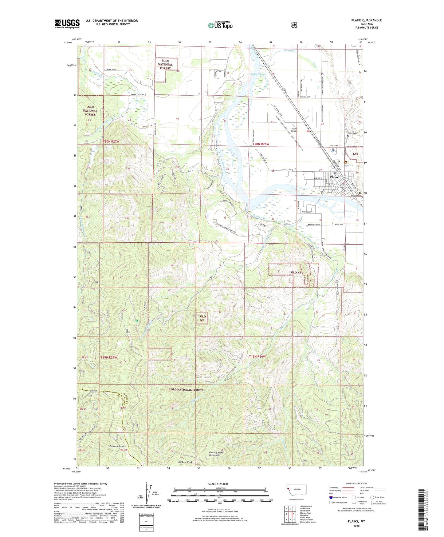 Plains Montana US Topo Map Image