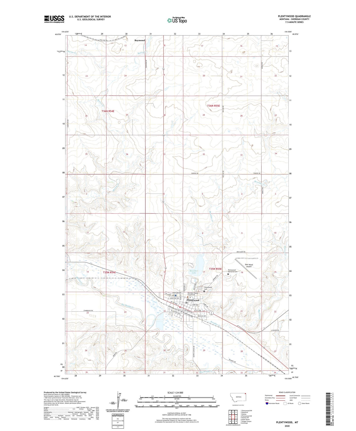 Plentywood Montana US Topo Map Image