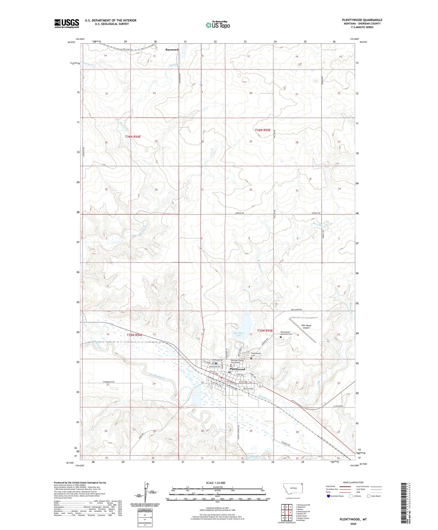 Plentywood Montana US Topo Map Image