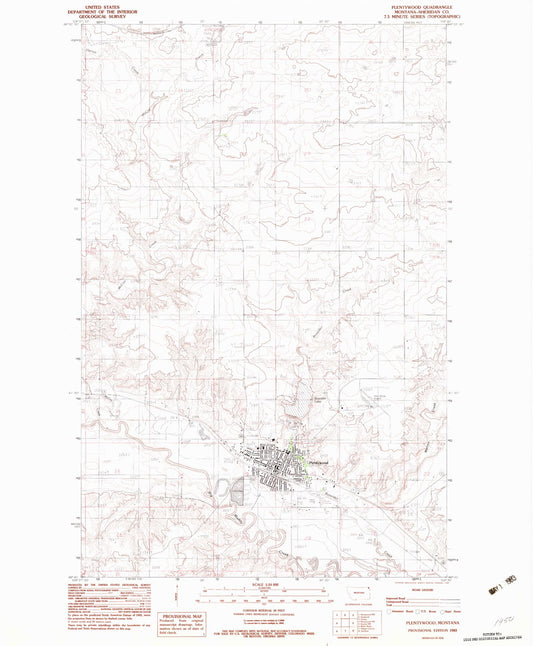 Classic USGS Plentywood Montana 7.5'x7.5' Topo Map Image