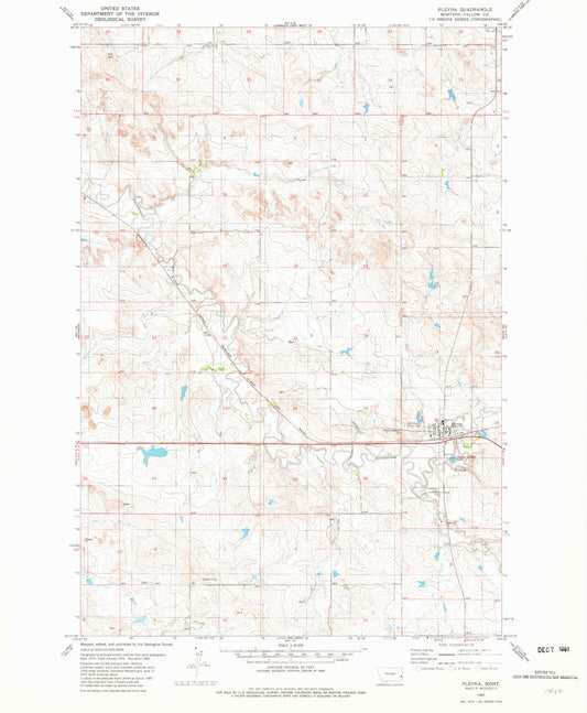 Classic USGS Plevna Montana 7.5'x7.5' Topo Map Image