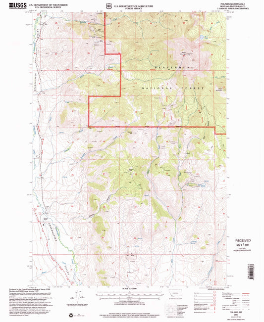 Classic USGS Polaris Montana 7.5'x7.5' Topo Map Image