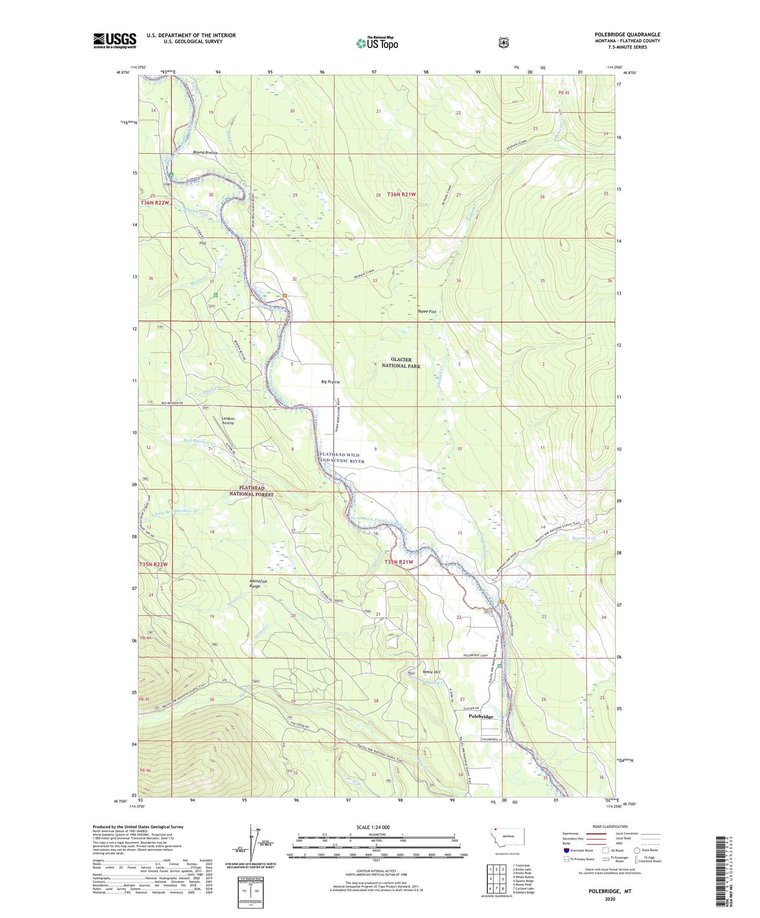 Polebridge Montana US Topo Map Image
