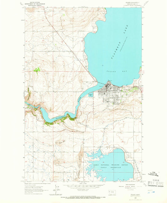 Classic USGS Polson Montana 7.5'x7.5' Topo Map Image