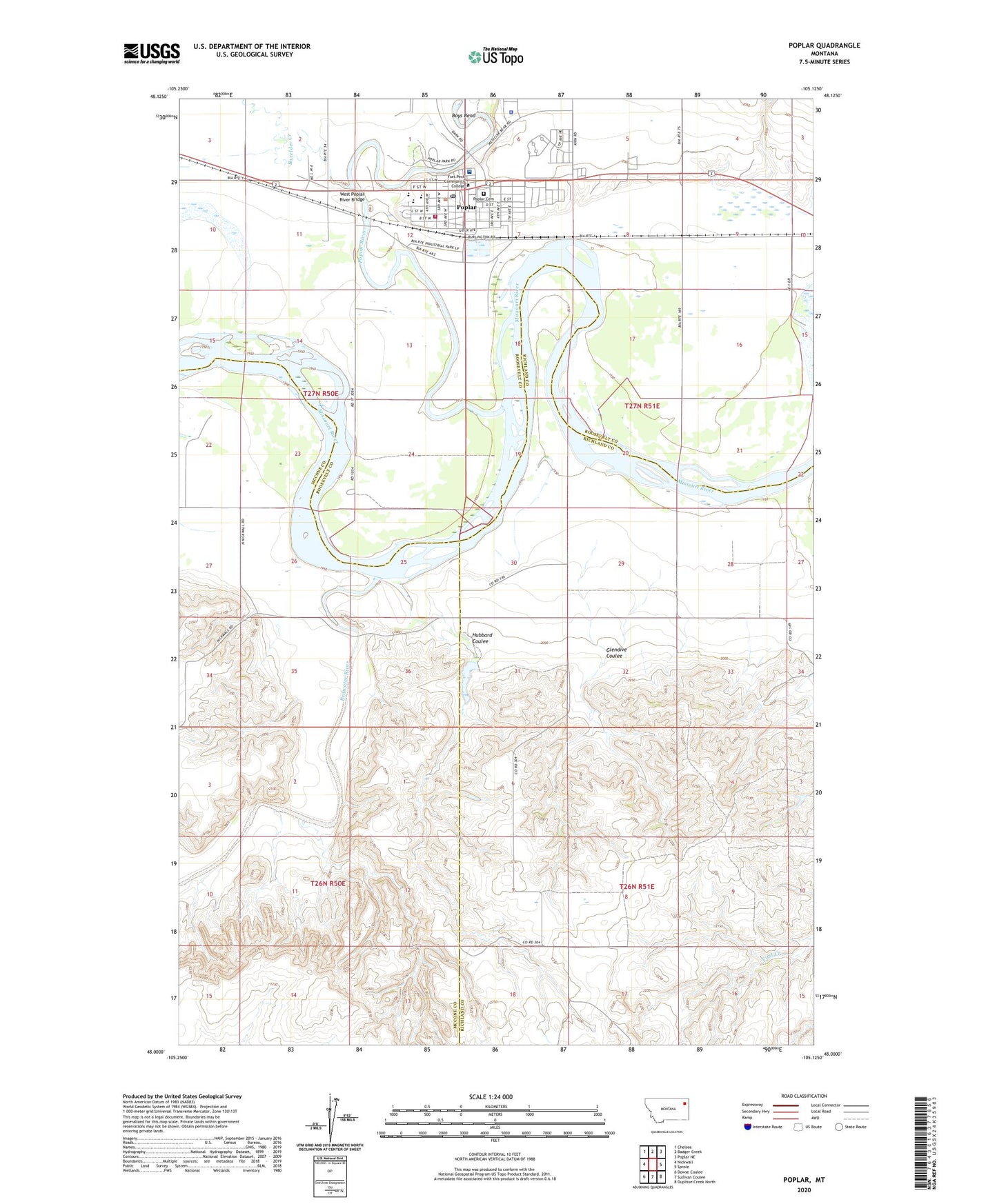Poplar Montana US Topo Map Image