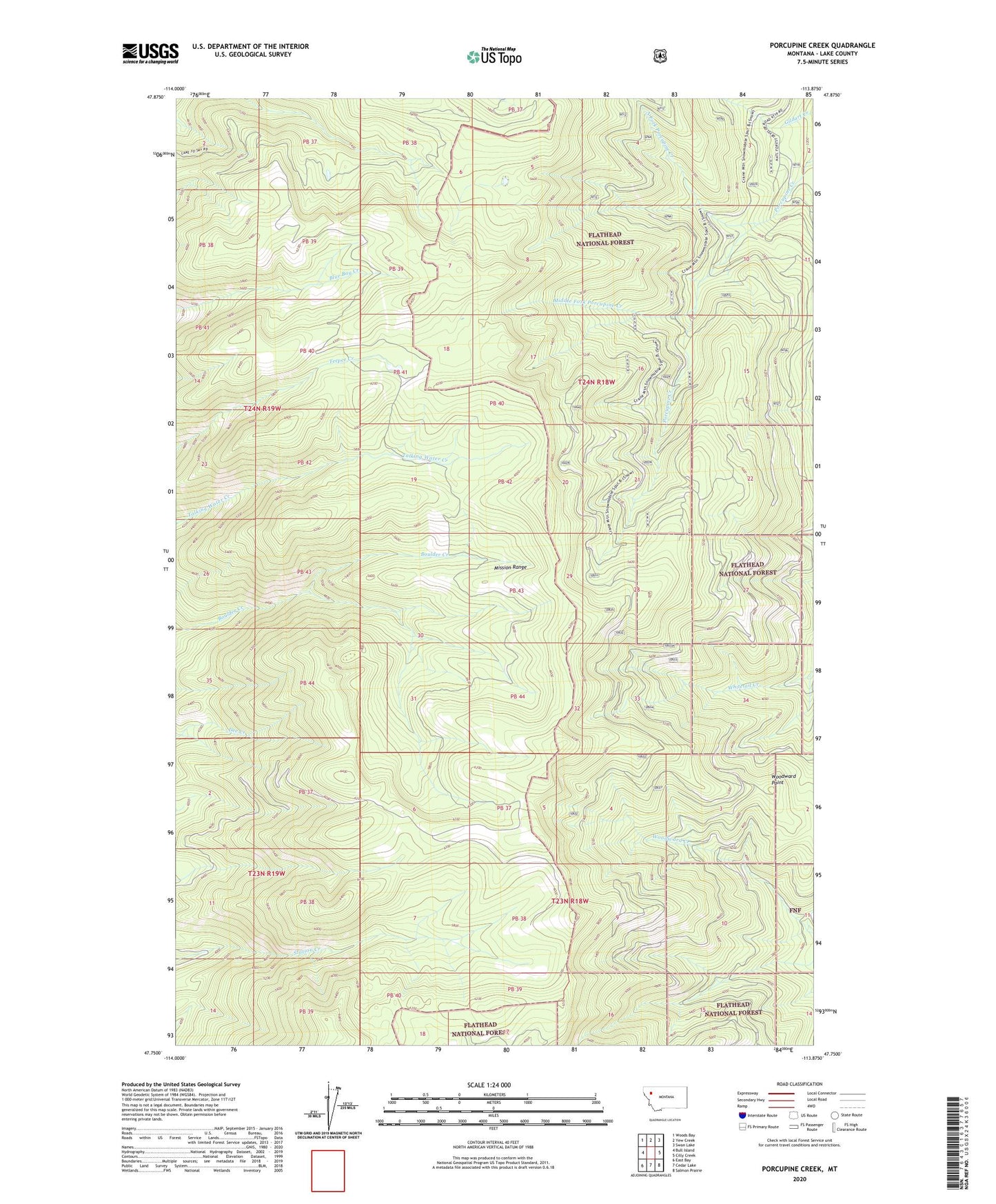 Porcupine Creek Montana US Topo Map Image