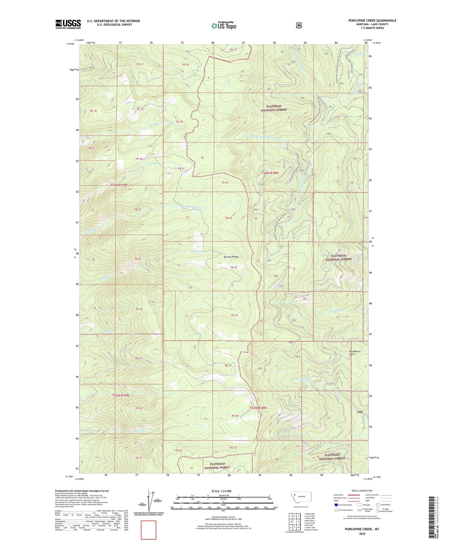 Porcupine Creek Montana US Topo Map Image