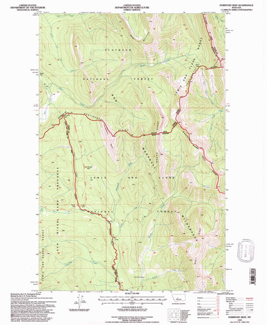 Classic USGS Porphyry Reef Montana 7.5'x7.5' Topo Map Image