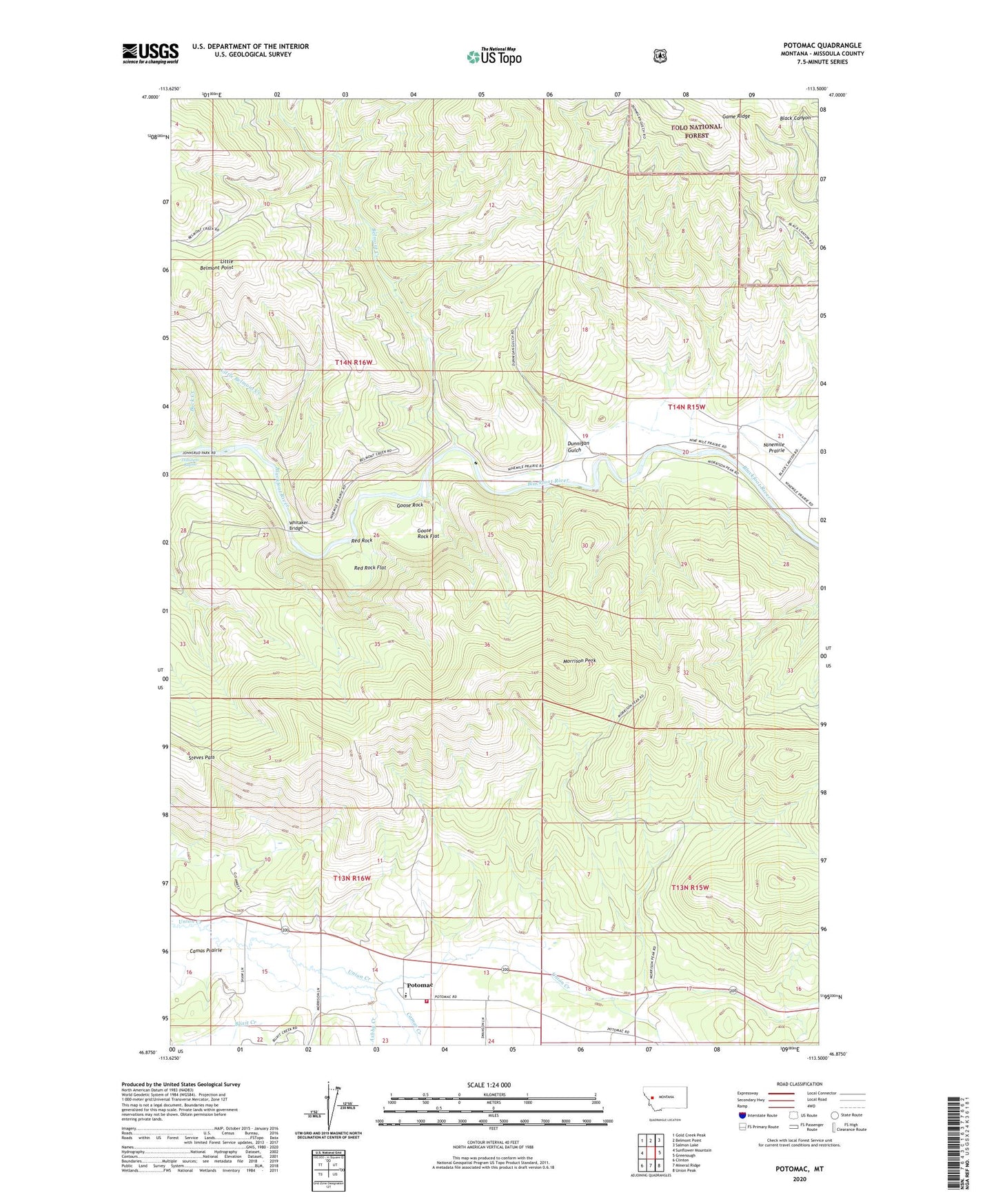 Potomac Montana US Topo Map Image