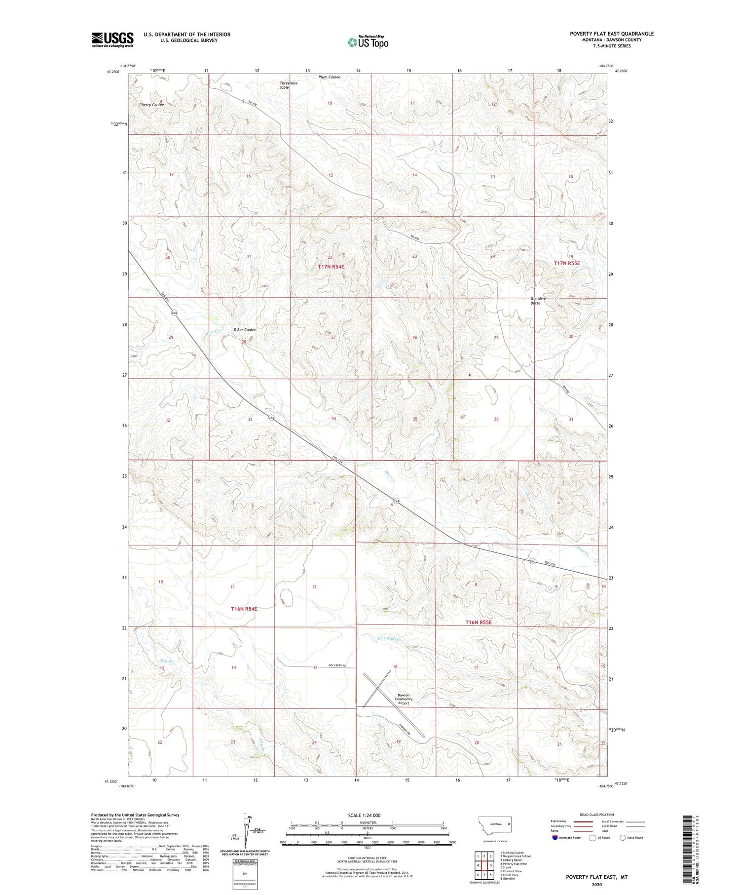 Poverty Flat East Montana US Topo Map Image