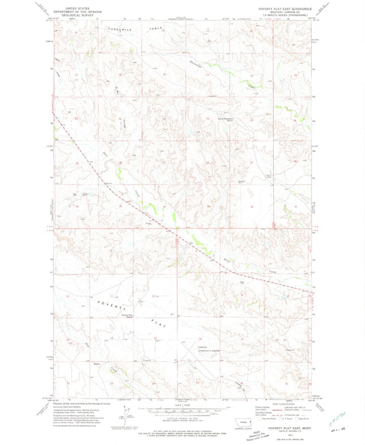 Classic USGS Poverty Flat East Montana 7.5'x7.5' Topo Map Image