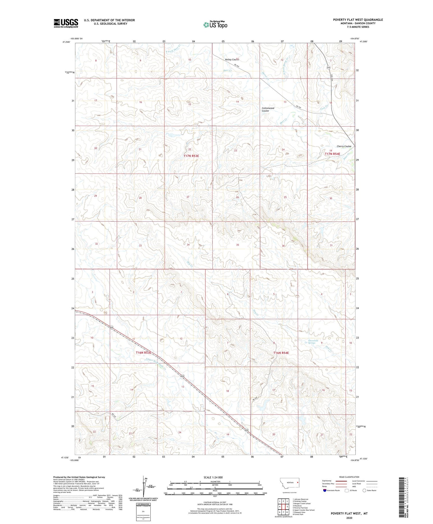 Poverty Flat West Montana US Topo Map Image
