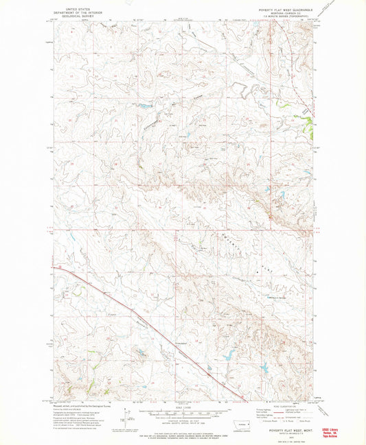Classic USGS Poverty Flat West Montana 7.5'x7.5' Topo Map Image