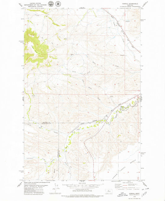 Classic USGS Pownal Montana 7.5'x7.5' Topo Map Image