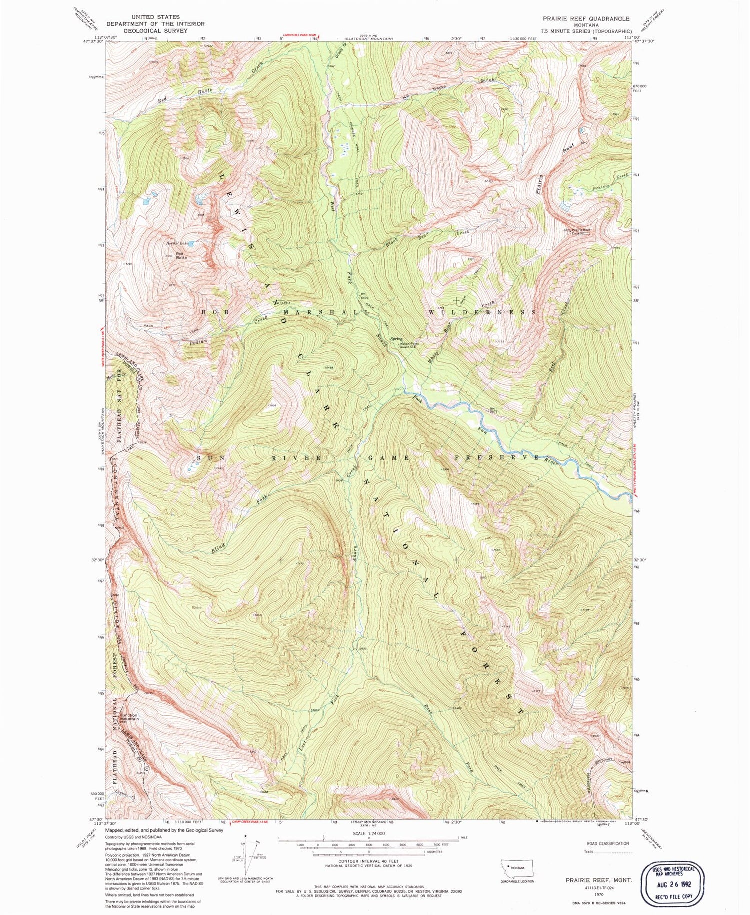 Classic USGS Prairie Reef Montana 7.5'x7.5' Topo Map Image