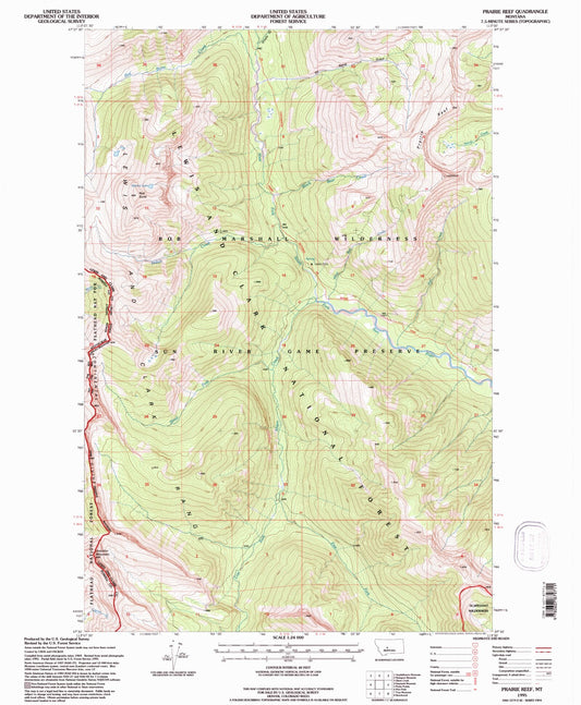 Classic USGS Prairie Reef Montana 7.5'x7.5' Topo Map Image