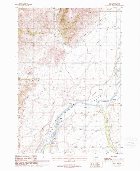 Classic USGS Pray Montana 7.5'x7.5' Topo Map Image