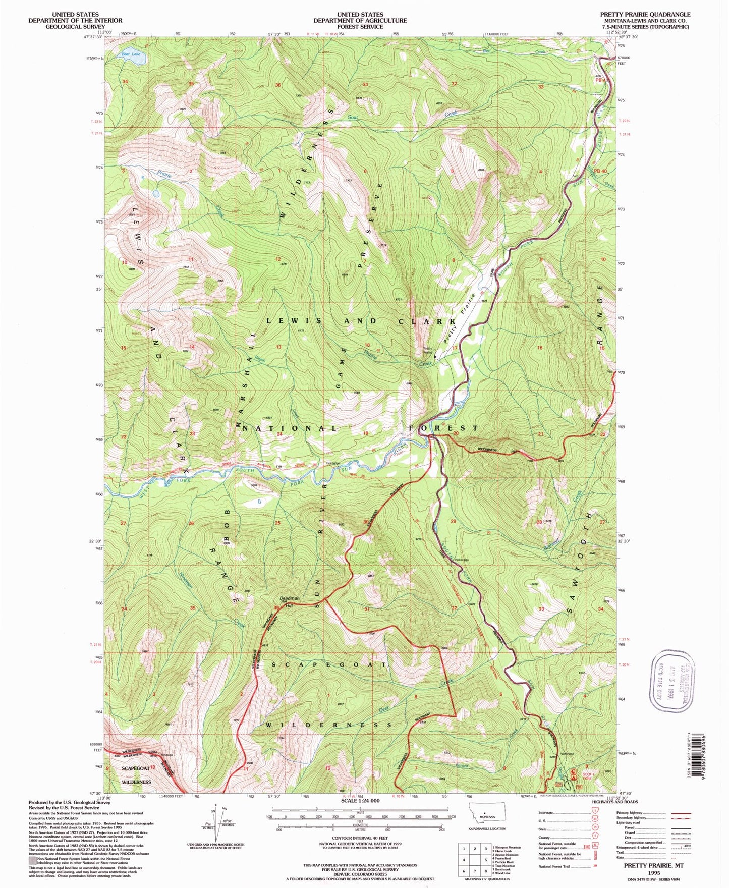 Classic USGS Pretty Prairie Montana 7.5'x7.5' Topo Map Image