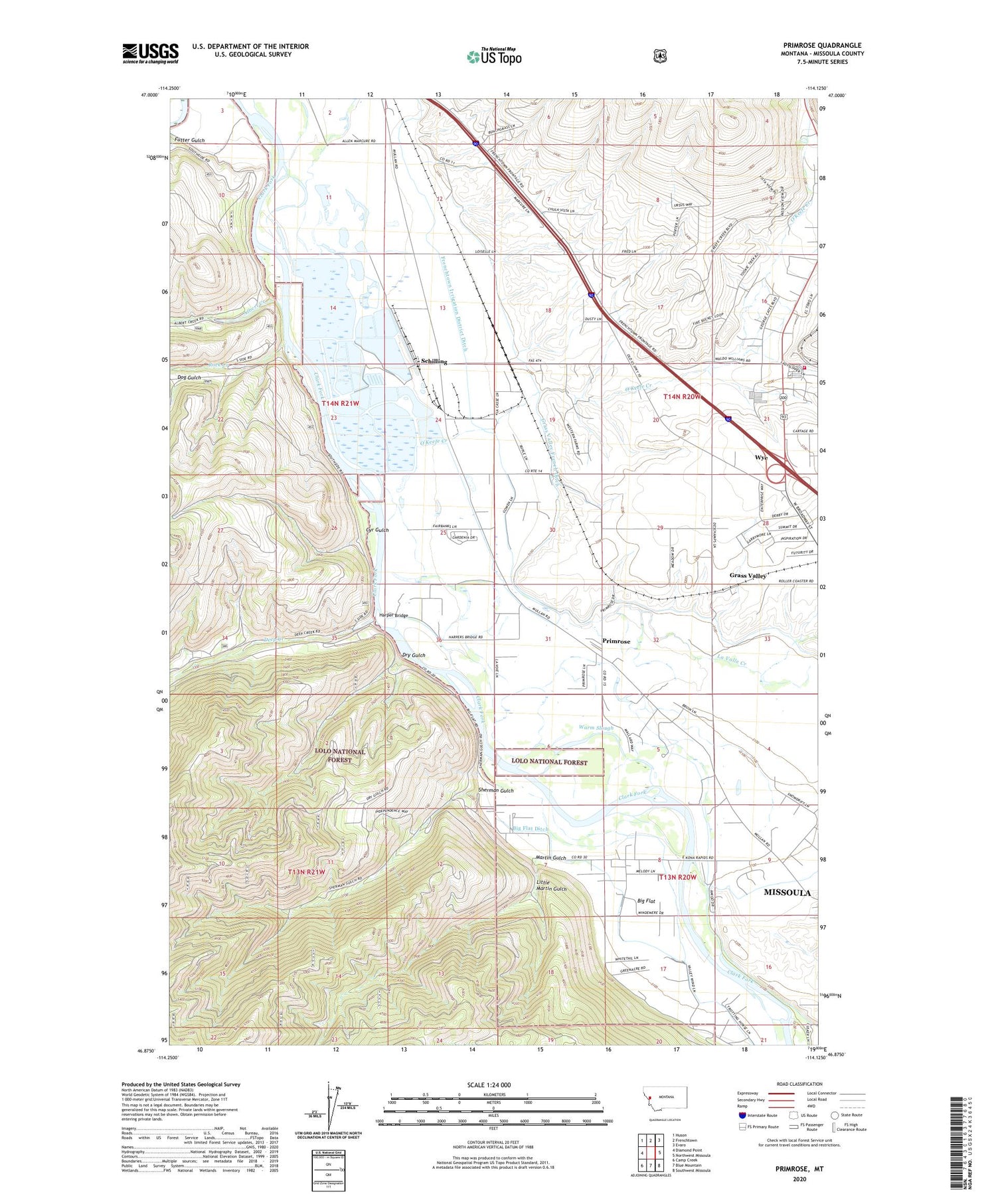 Primrose Montana US Topo Map Image