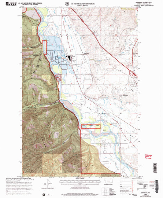 Classic USGS Primrose Montana 7.5'x7.5' Topo Map Image