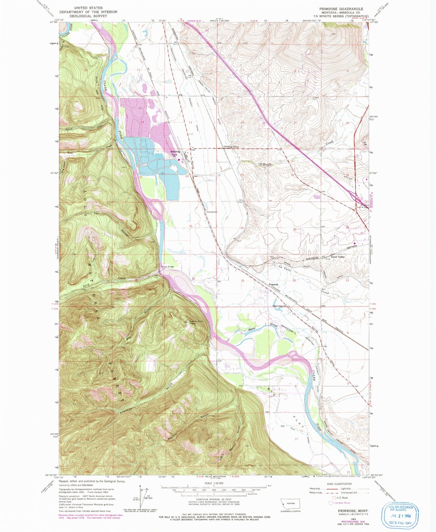 Classic USGS Primrose Montana 7.5'x7.5' Topo Map Image